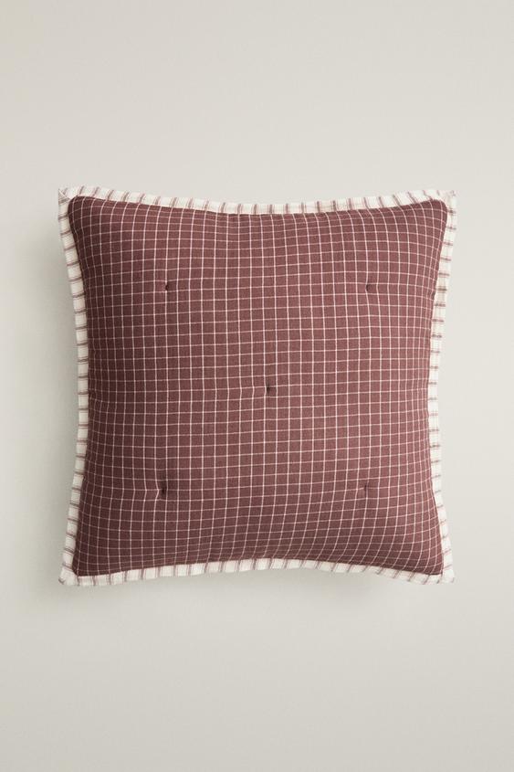KIDS' STRIPED AND CHECK CUSHION COVER - بني الخاص بـ Zara - صورة 0