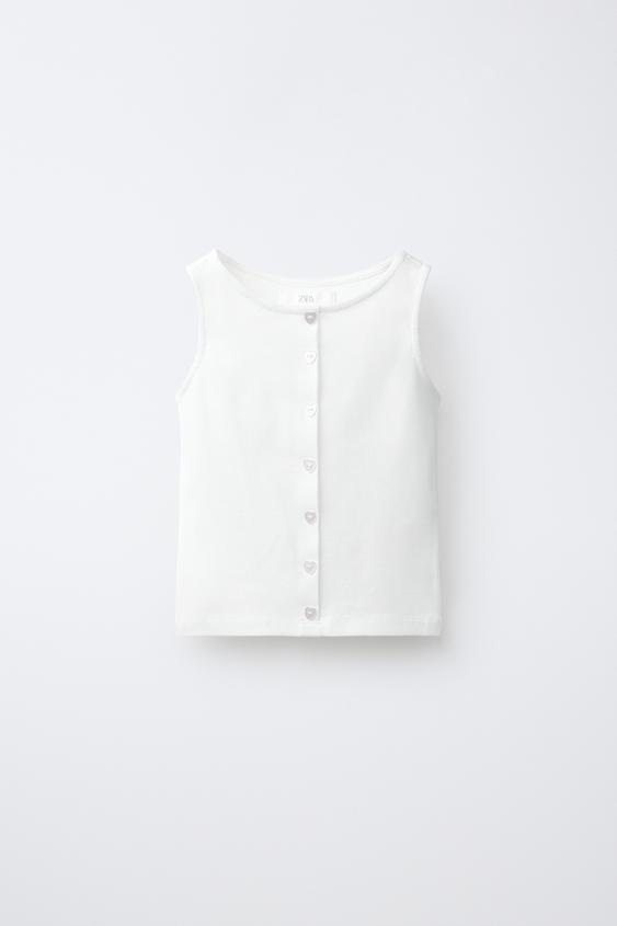 CAMISETA BOTONES - Blanco de Zara - Imagen 0