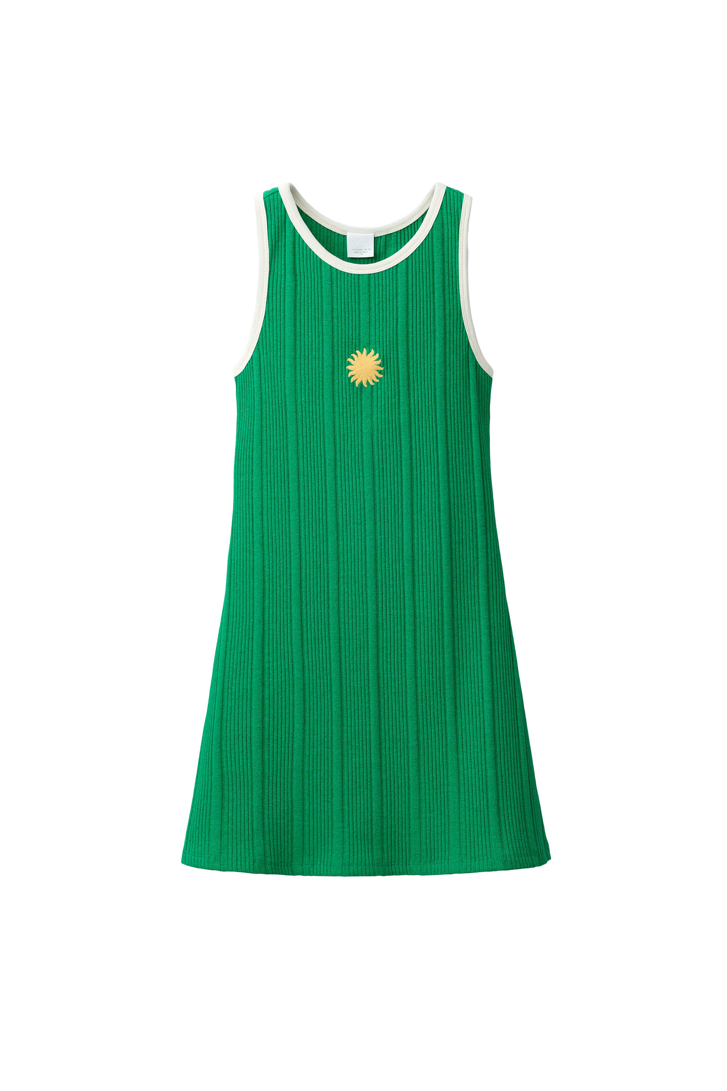 green dress with white trim Kieran Green/Tan Dress | Dresses main image 0