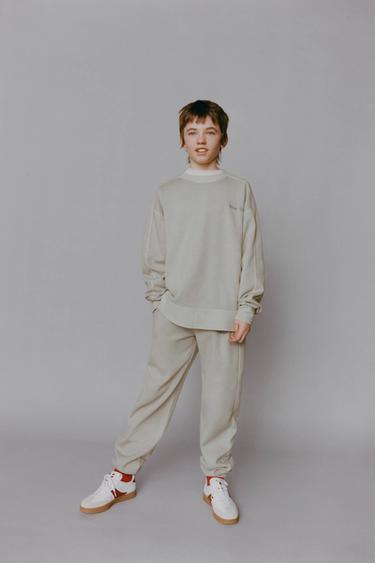Zara INTERLOCK SWEATSHIRT AND JOGGER PANTS SET - Ice