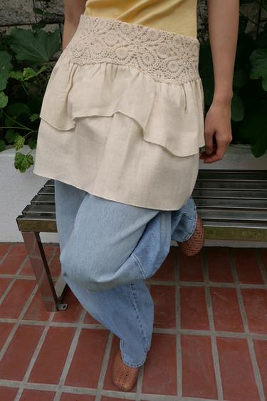 CROCHET RUFFLE MINI SKIRT - Ecru by Zara