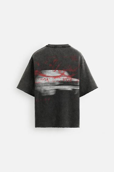 CONTRAST PRINT KNIT T-SHIRT - Black by Zara