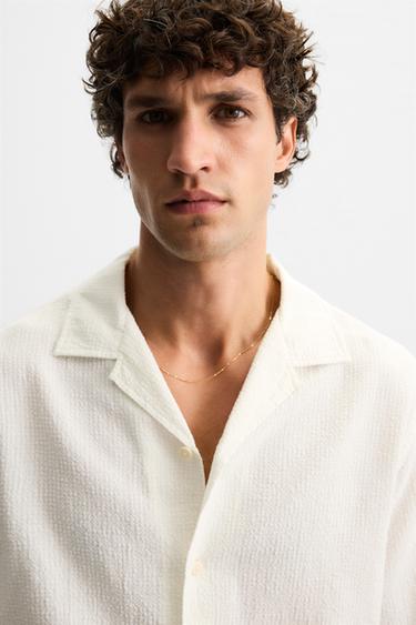 CHEMISE JACQUARD TEXTURÉE - Blanc cassé de Zara - Image 4