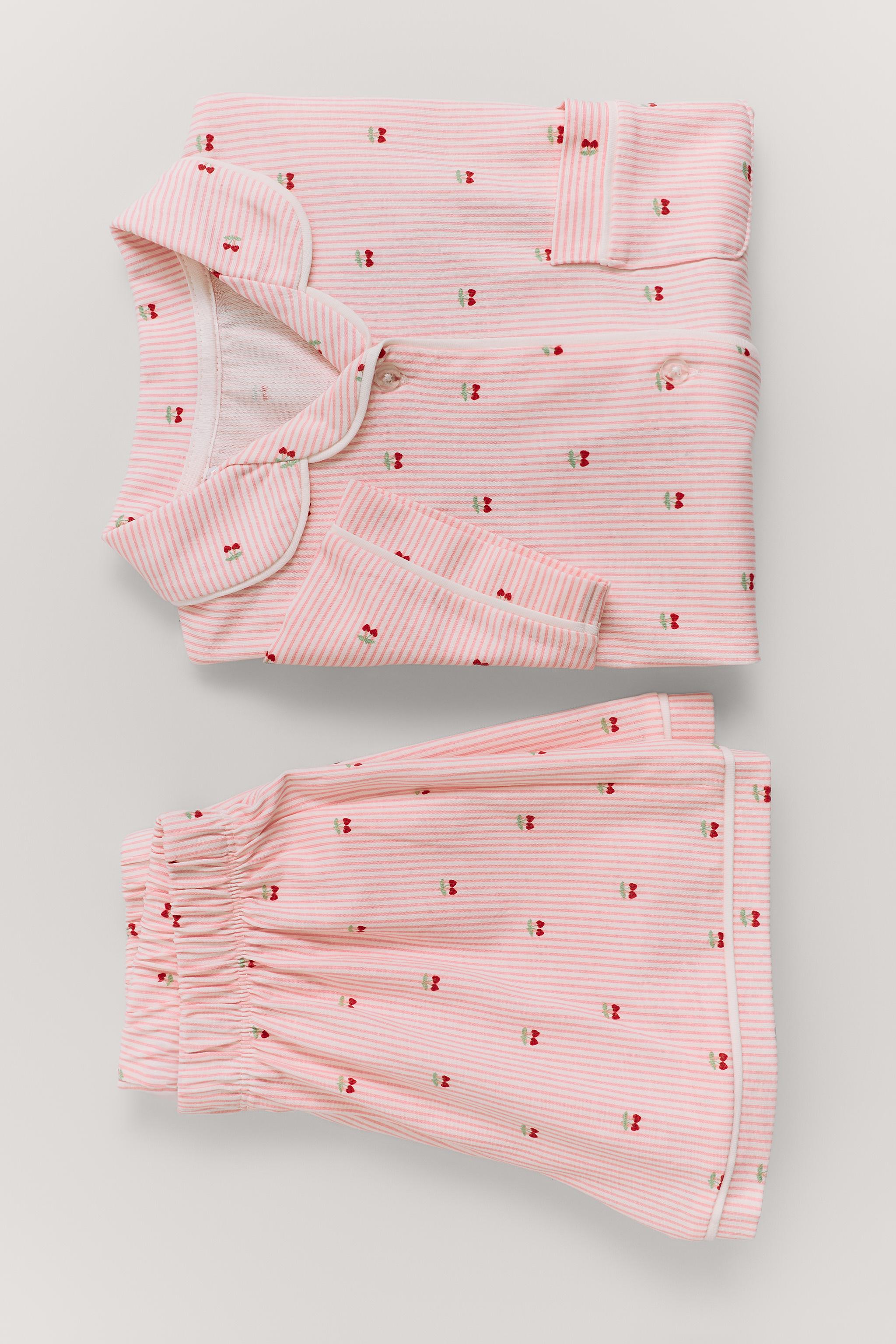 6-14 YEARS / STRIPED AND CHERRY PYJAMA SHIRT — White / Red