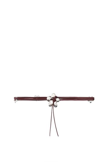 CEINTURE DOUBLE MATIÈRE SYNTHÉTIQUE FLEURS - Rouge foncé de Zara