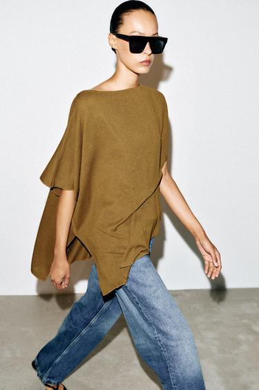 DRAPED CAPE TOP — Olive green 2