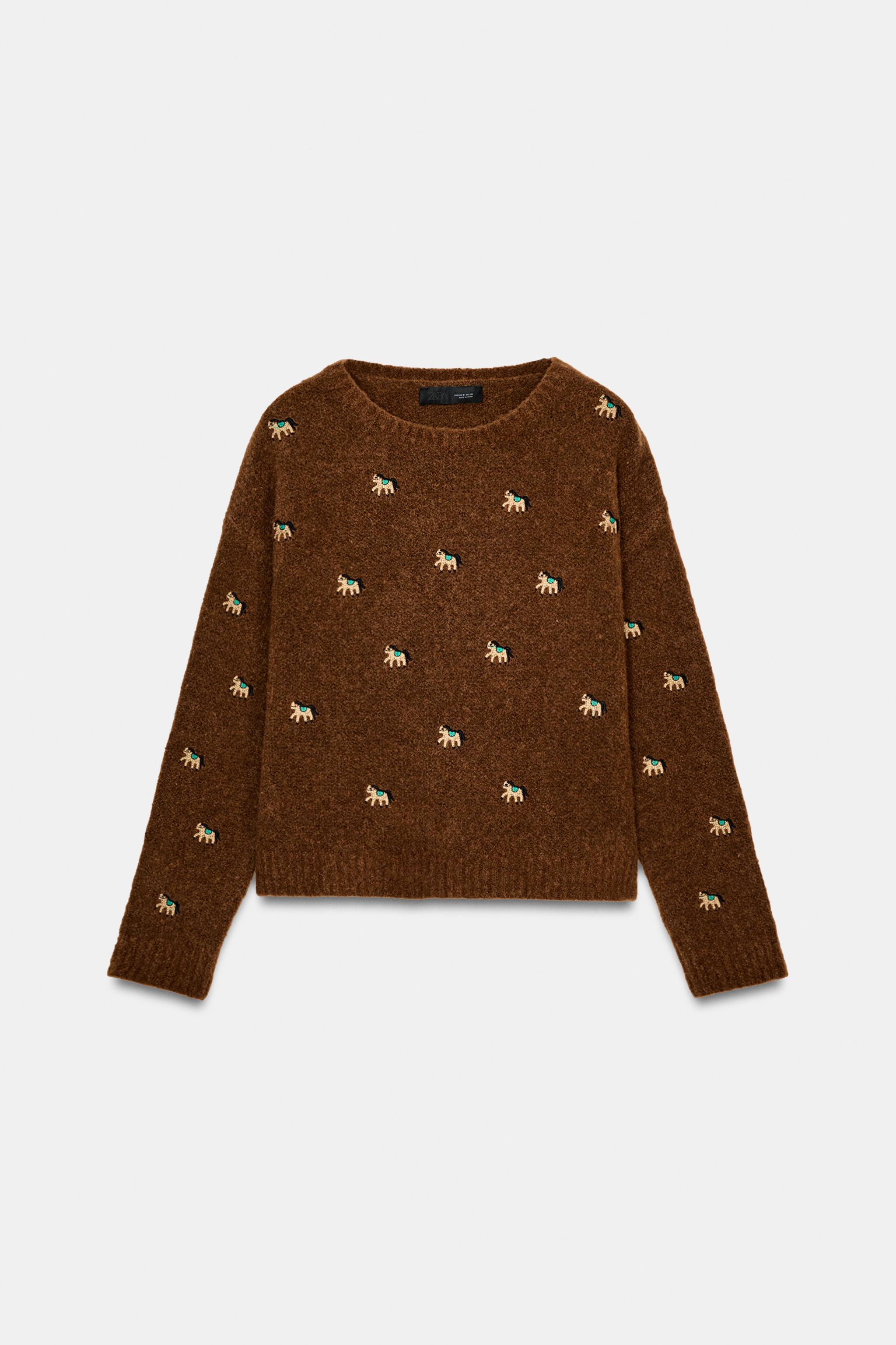ZARA  刺繍モチーフニットセーター M ZARA - ZARA 刺繍モチーフニットセーターの通販 by Saki❤︎❤︎｜ザラ