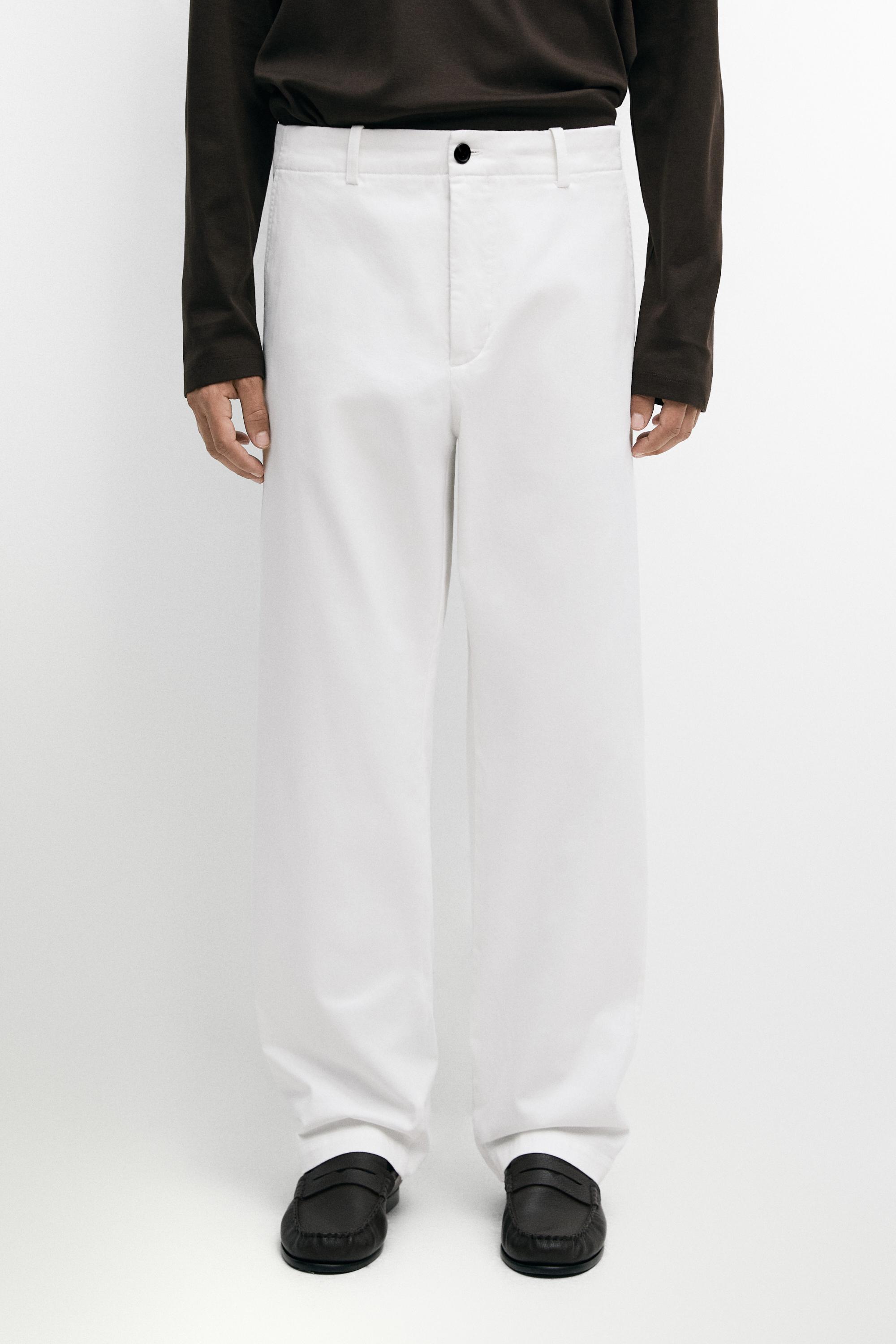 Pantalon straight en coton mélangé