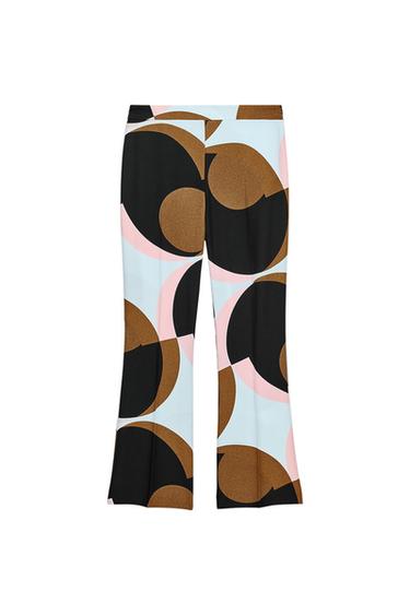 Zara GEOMETRIC PRINT MINI FLARE PANTS - Multicolored - Image 0