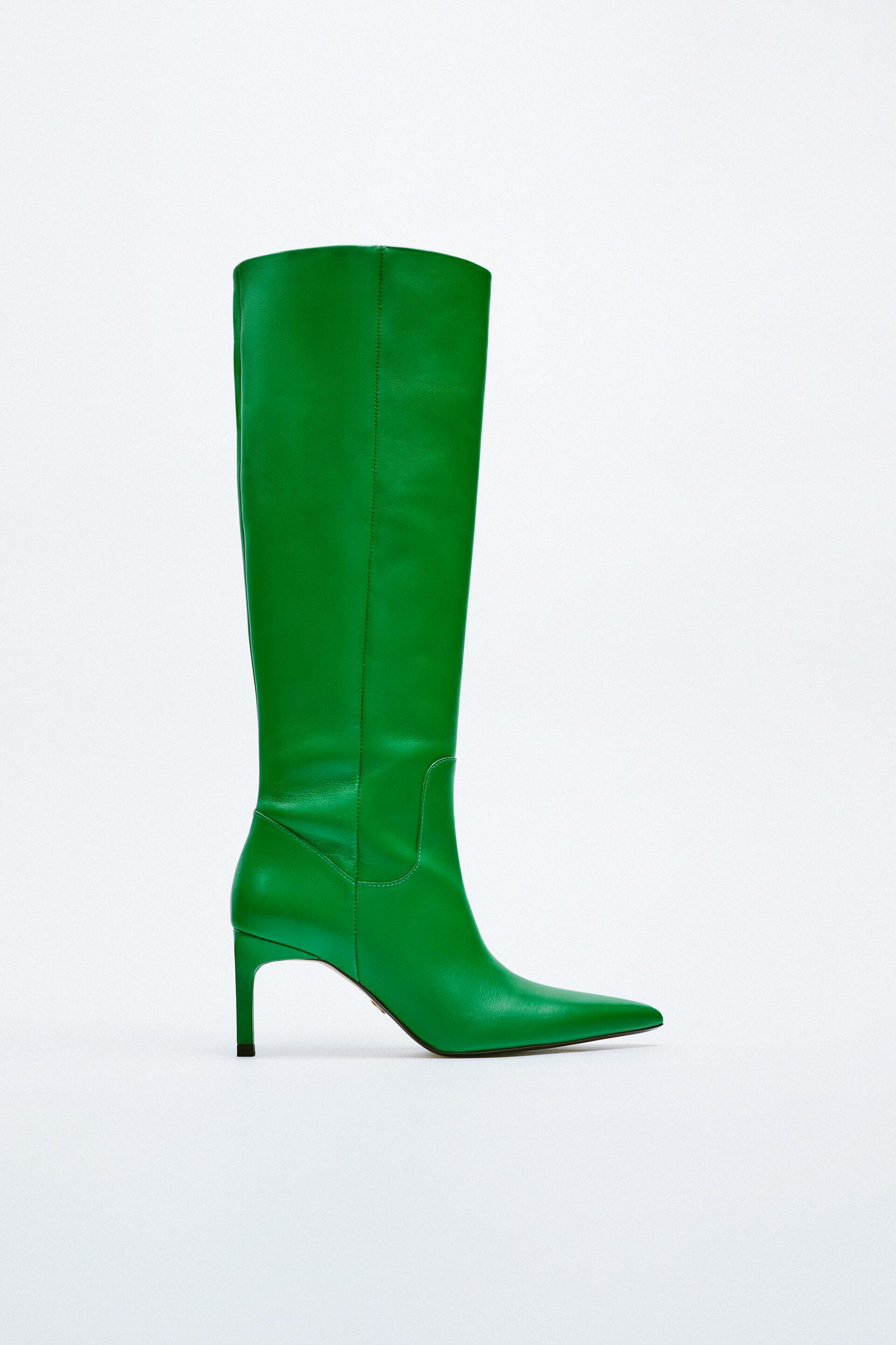 Green high heel boots best sale