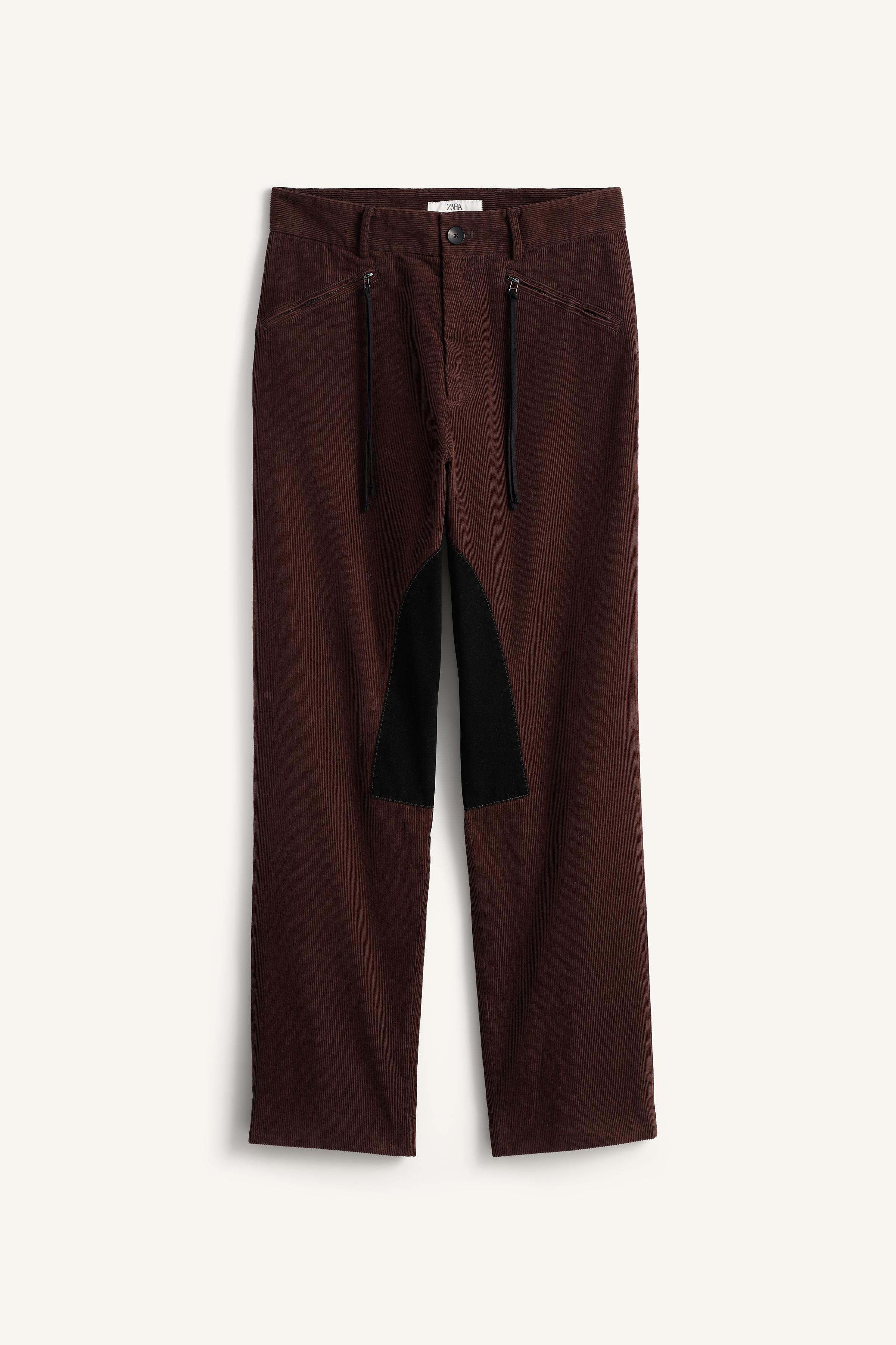 CONTRAST CORDUROY RELAXED FIT PANTS