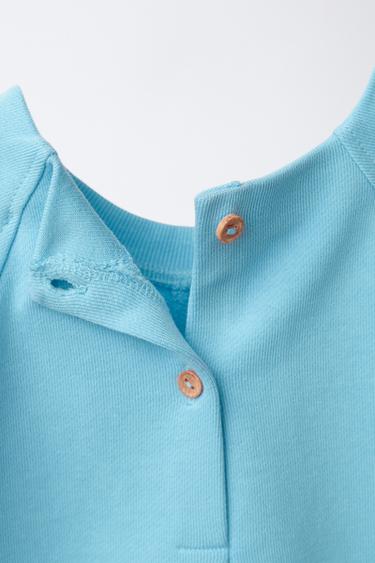 PLAIN FLEECE PLAYSUIT - Light blue by Zara - Image 3