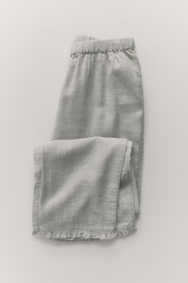 Zara AGES 6-14 / EMBROIDERED FLOWER PAJAMAS - Gray marl