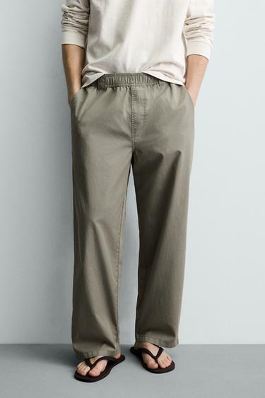 PANTALÓN RELAXED FIT ALGODÓN - Khaki claro de Zara