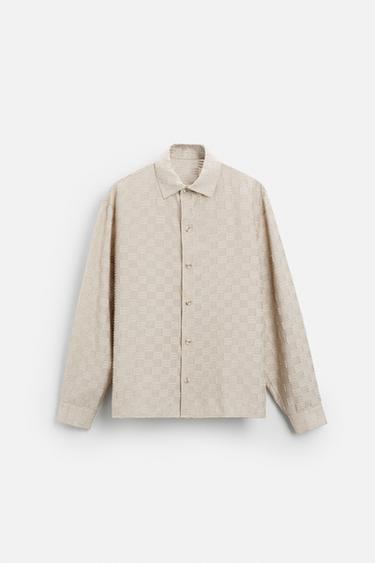 CAMISA JACQUARD DESFLECADO - Tostado de Zara - Imagen 0