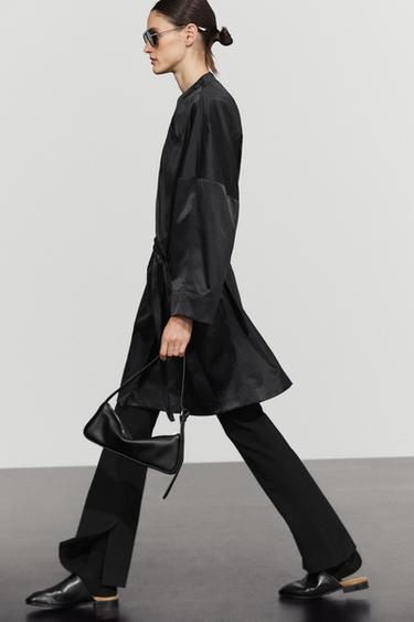 Fluid trench coat with tie-belt — Black 1
