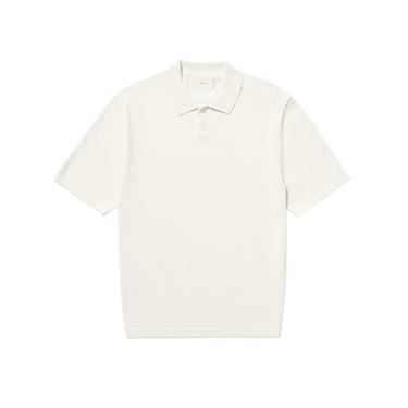 Zara COTTON BLEND KNIT POLO SHIRT - Ecru
