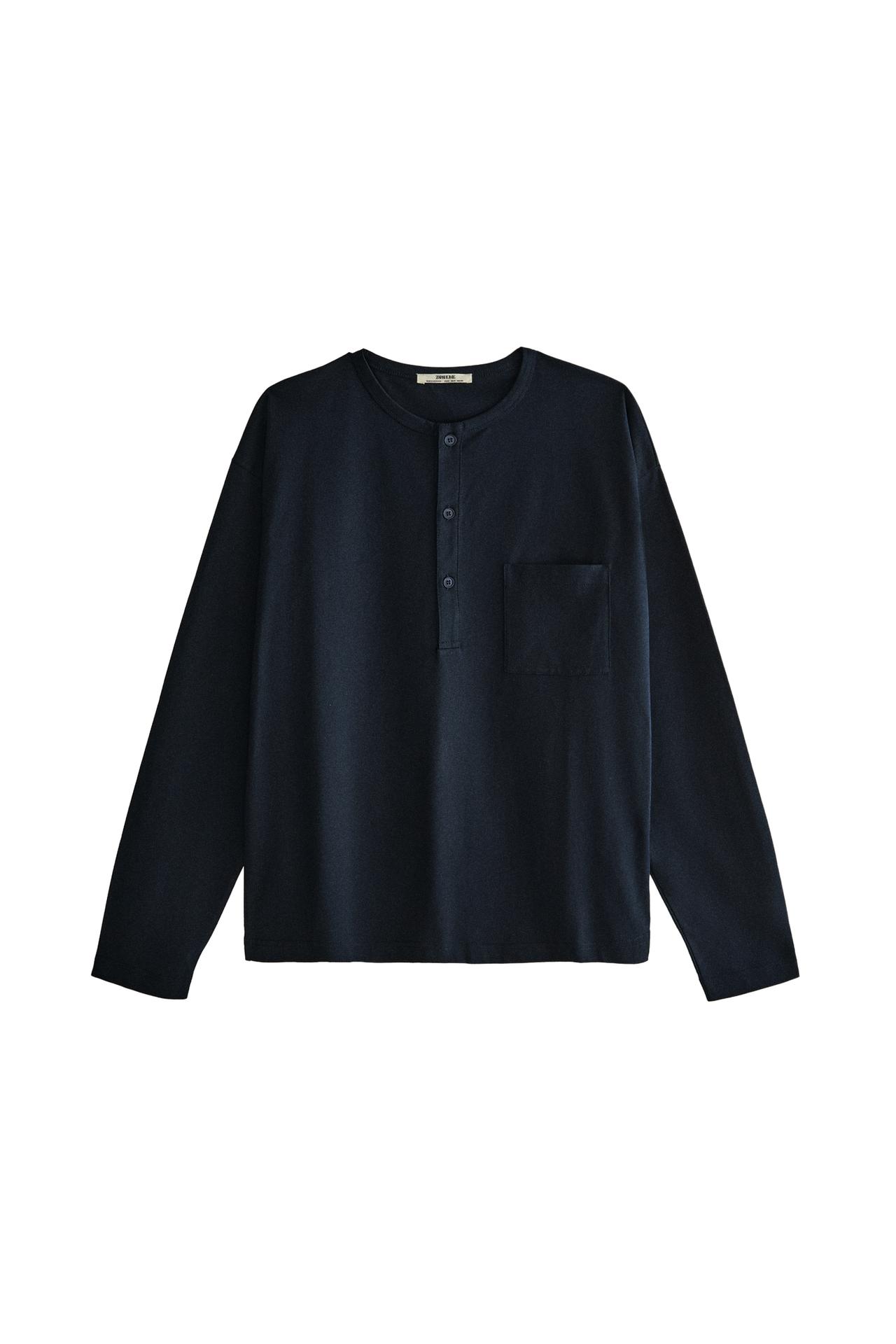 COTTON LONG SLEEVE POCKET T-SHIRT