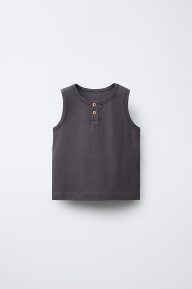 T-SHIRT SANS MANCHES BOUTONS - Gris anthracite de Zara