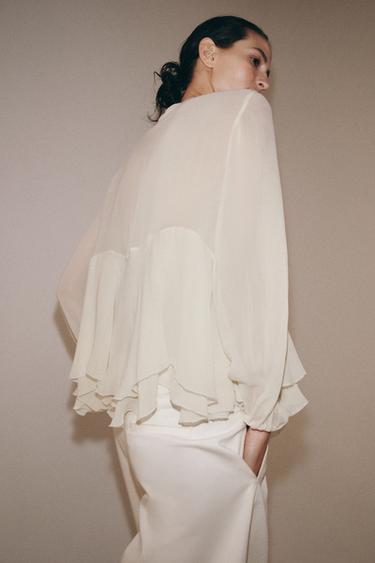 BLOUSE À VOLANTS ZW COLLECTION - Écru de Zara - Image 2