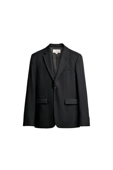 100% WOOL REGULAR FIT SUIT BLAZER - Black by Zara