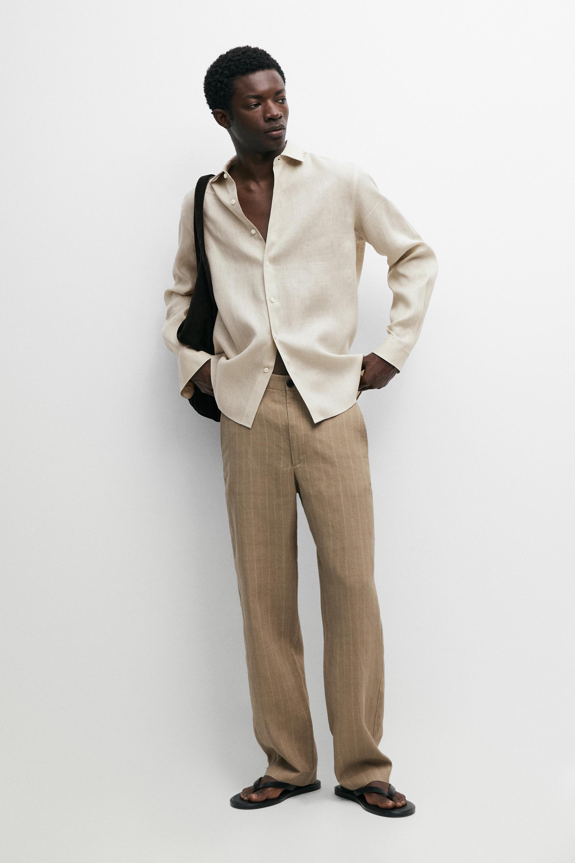 Regular fit 100% extra-fine linen shirt - Beige | ZARA United States