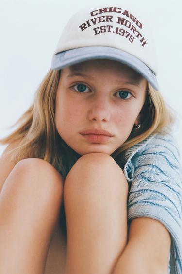 VARSITY EMBROIDERED SLOGAN CAP - Ecru / Navy by Zara