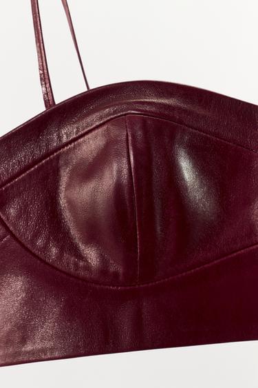 100% LEATHER MINI TOP - GARNET by Zara - Image 6