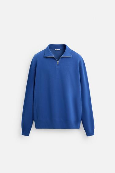 BASIC QUARTER-ZIP SWEATSHIRT - Bluish by Zara - Image 0