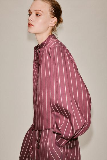 CAMISA RAYAS ZW COLLECTION - Burdeos de Zara