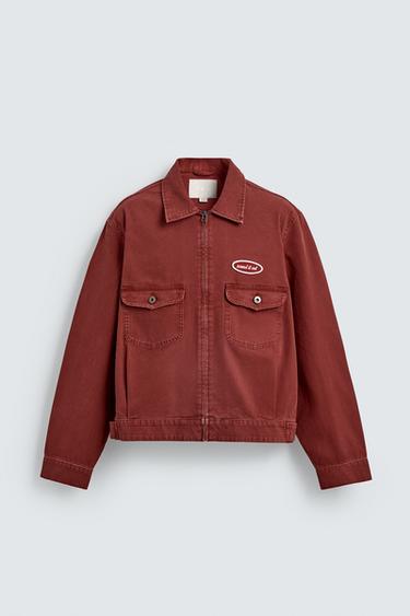 CAZADORA CROPPED FIT PARCHE - Rojo de Zara