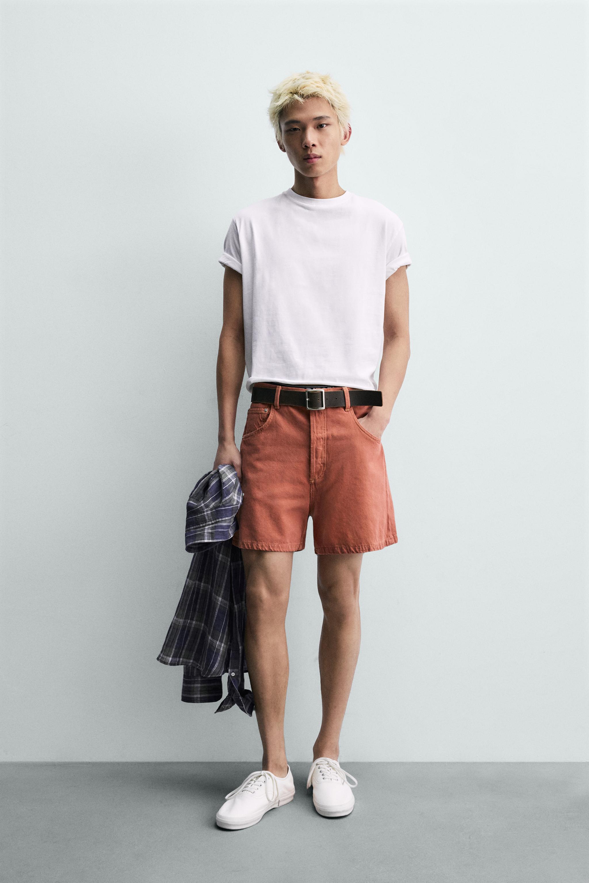 RELAXED FIT COLOR DENIM SHORTS