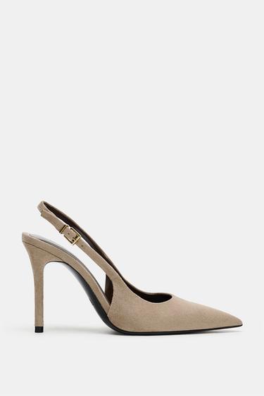 ZAPATO TACÓN DESTALONADO HEBILLA - Gris Topo de Zara - Imagen 0