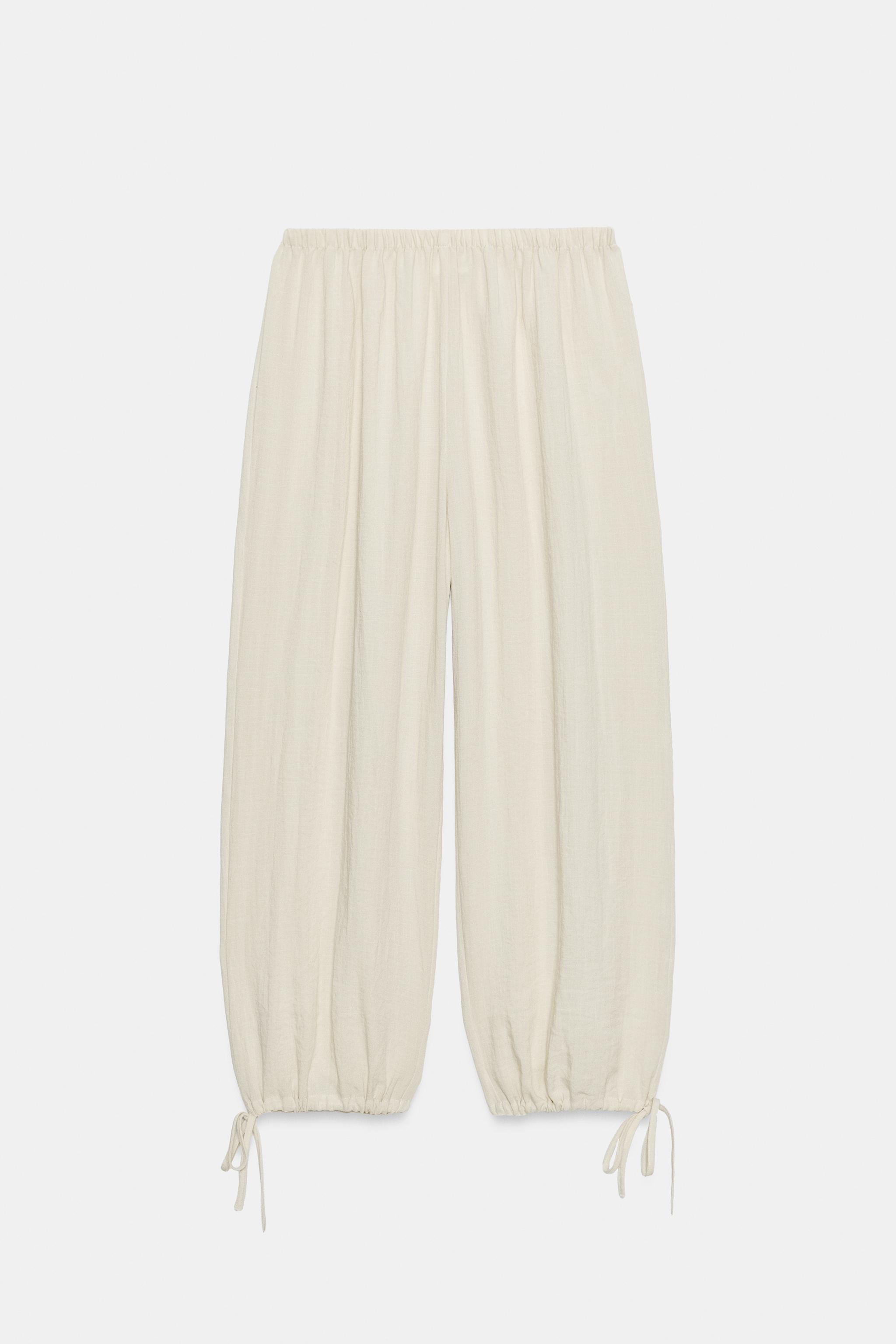 Женские брюки Zara PLAID ADJUSTABLE HEM PARACHUTE PANTS — фото 4