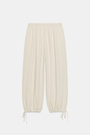 Zara ADJUSTABLE HEM PANTS - Beige