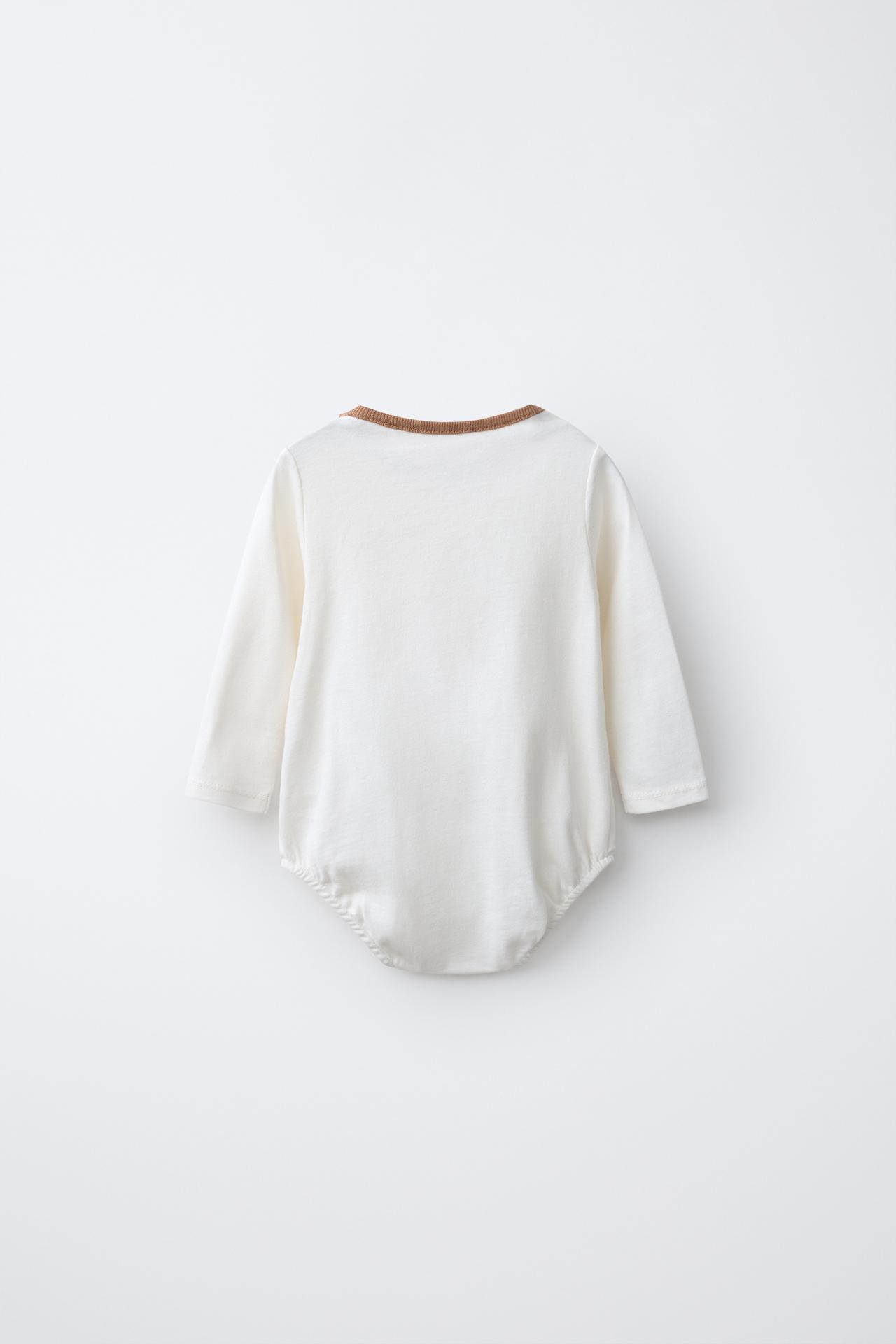 BEAR PATCH BODYSUIT — Light ecru