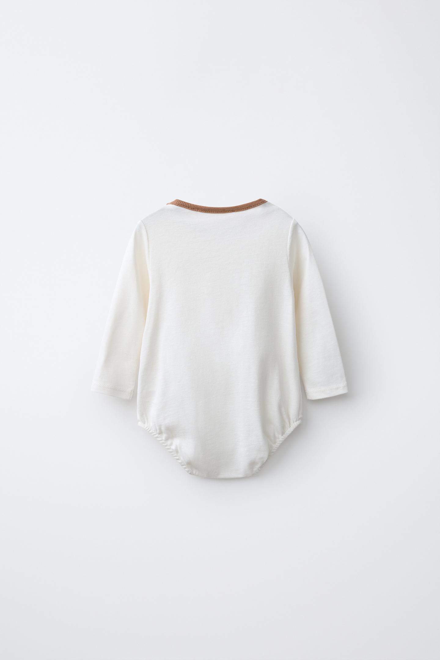 Боди Bear Patch для детей — Zara, цвет: Светлый экрю — фото 2