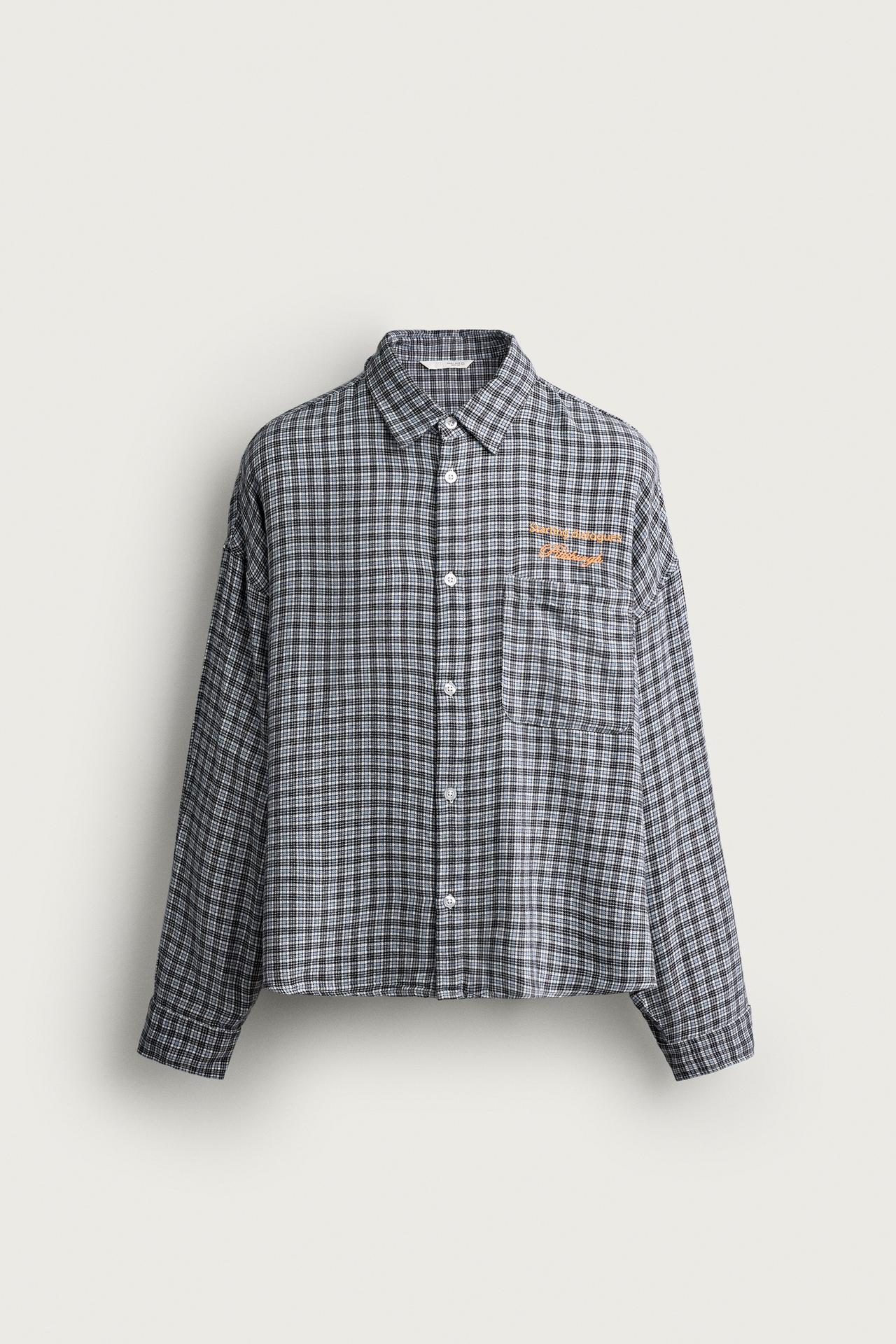 EMBROIDERED PLAID SHIRT — Blue / Navy