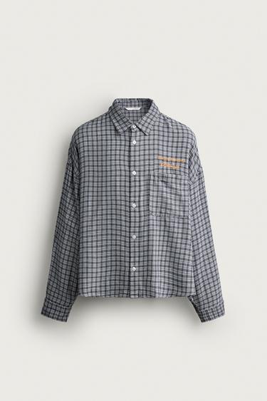 EMBROIDERED PLAID SHIRT — Blue / Navy 1