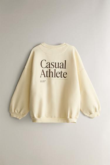 COTTON SPORTS SWEATSHIRT - Ecru by Zara
