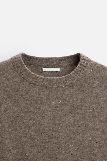 100% WOOL BUTTON-UP SWEATER - Tan marl by Zara - Image 7