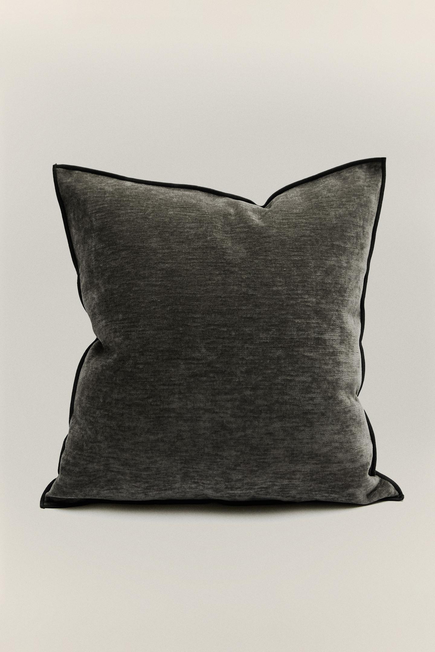 Zara Chenille Throw Pillow Cover, цвет: Синий / Серый — фото 5