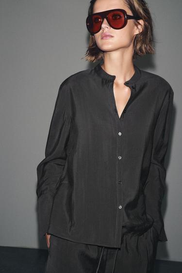 CAMISA FLUIDA ZW COLLECTION - Plomo de Zara