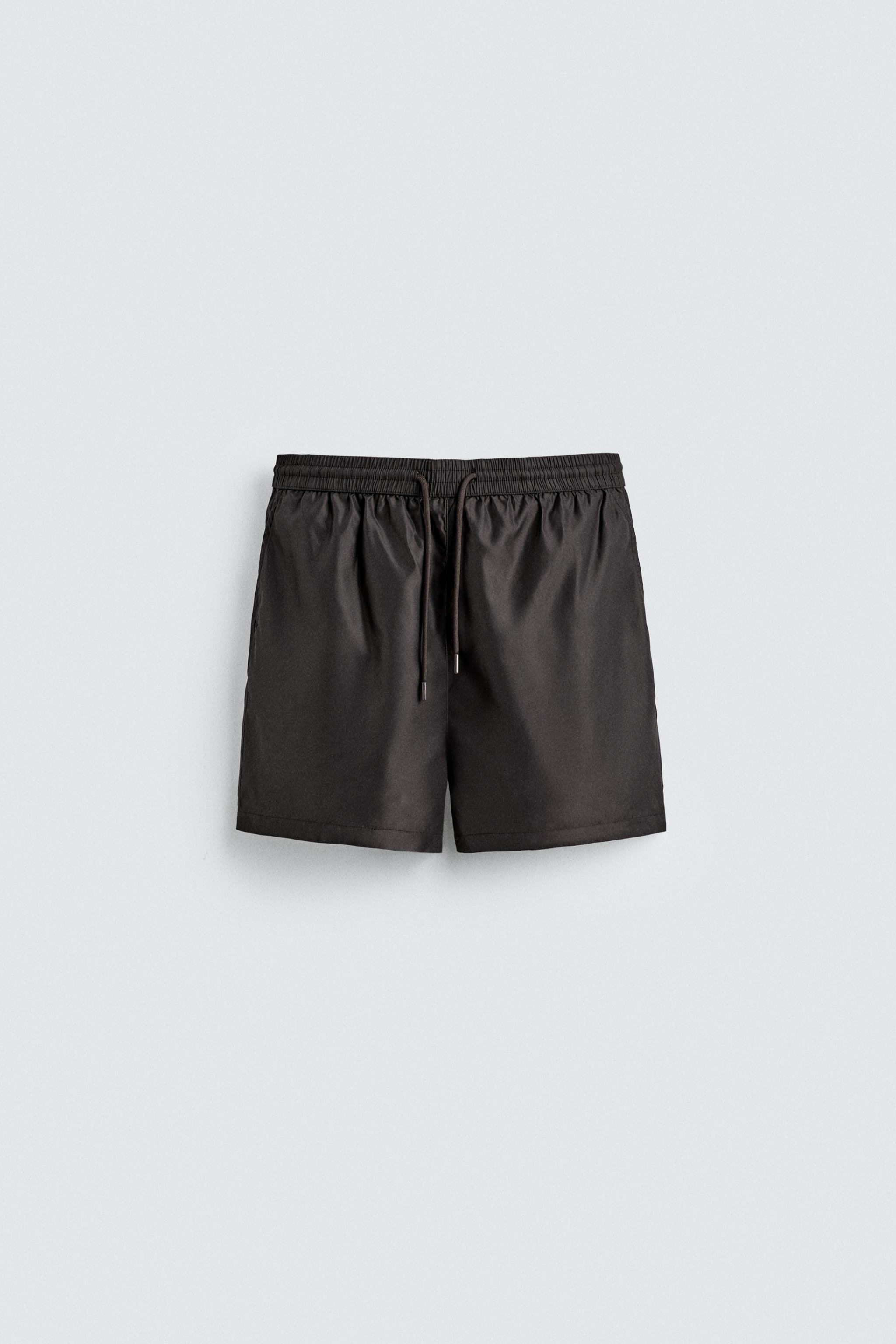 AARON LEVINE X ZARA MID-LENGTH SWIMMING TRUNKS - Brown | ZARA