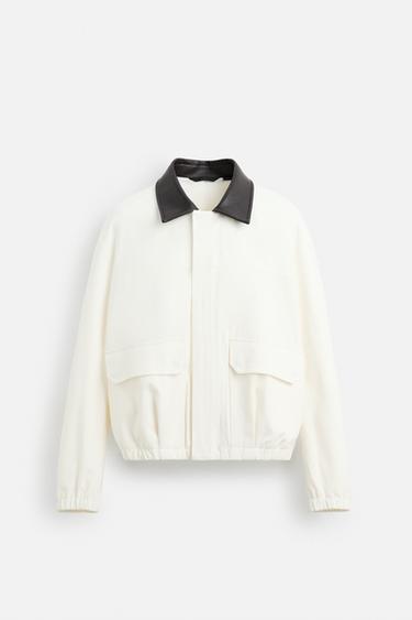 JACKE MIT KONTRASTKRAGEN - Weiß von Zara
