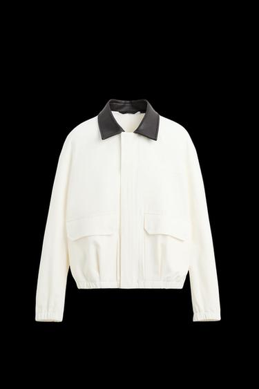 JACKET WITH CONTRAST COLLAR - White by Zara - Image 0
