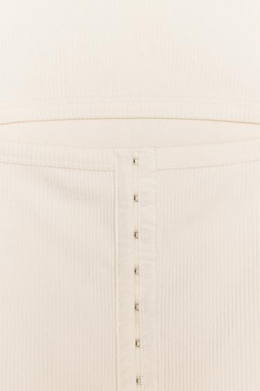 CUT-OUT RIBBED TOP - Ecru by Zara - Image 6