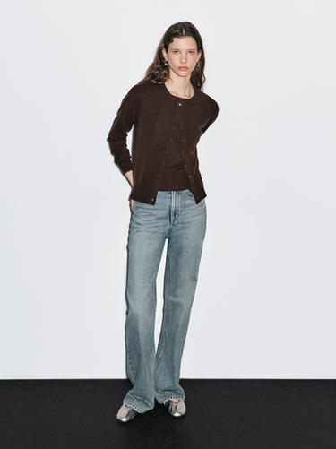 Cardigan en laine mélangée - Chocolat de Zara