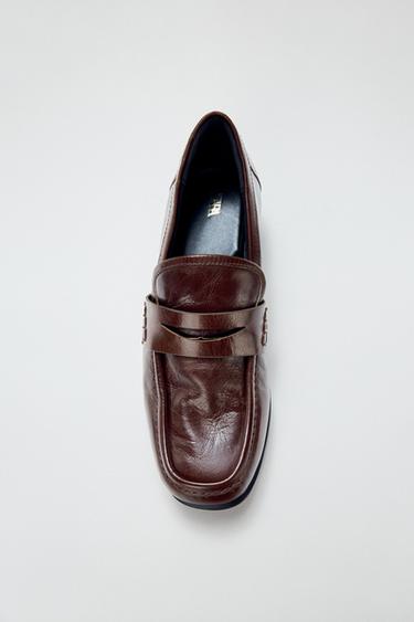 MOCASÍN PIEL - Marrón de Zara