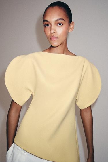 ZW COLLECTION PUFF SLEEVE TOP - Yellow by Zara - Image 1